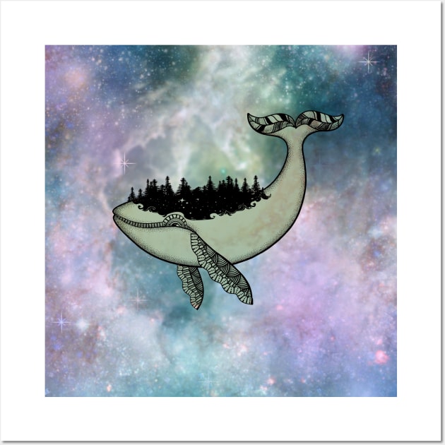 Whale in the universe Wall Art by Nicky2342